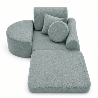 MeowBaby Kindersessel 3-in-1 Max Bouclé - faltbare Kindercouch &amp; Spielmatratze