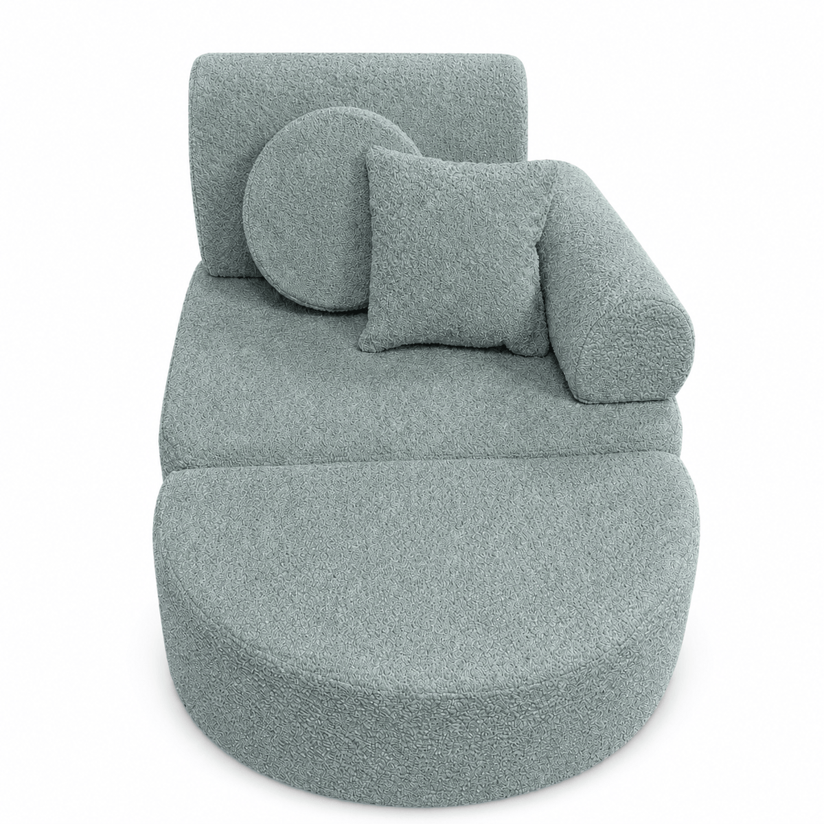 MeowBaby Kindersessel 3-in-1 Max Bouclé - faltbare Kindercouch &amp; Spielmatratze
