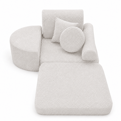 MeowBaby Kindersessel 3-in-1 Max Bouclé - faltbare Kindercouch &amp; Spielmatratze