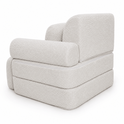 MeowBaby Kindersessel 3-in-1 Max Bouclé - faltbare Kindercouch &amp; Spielmatratze