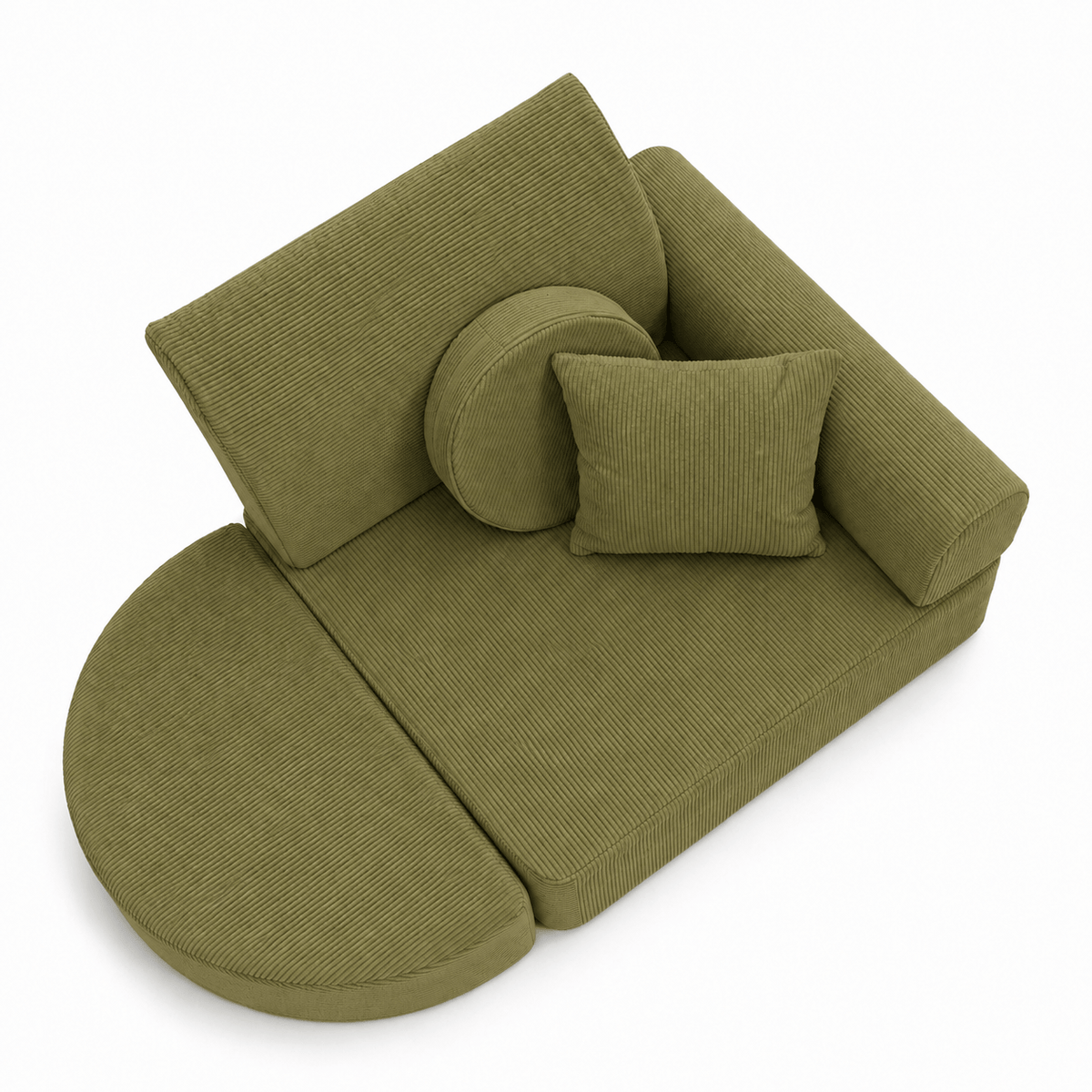 MeowBaby Kindersessel 3-in-1 Max Premium Cord - faltbare Kindercouch &amp; Spielmatratze - Slim Cord Edition