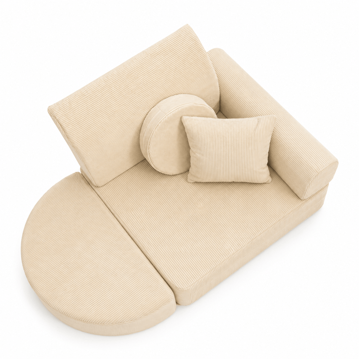 MeowBaby Kindersessel 3-in-1 Max Premium Cord - faltbare Kindercouch &amp; Spielmatratze - Slim Cord Edition