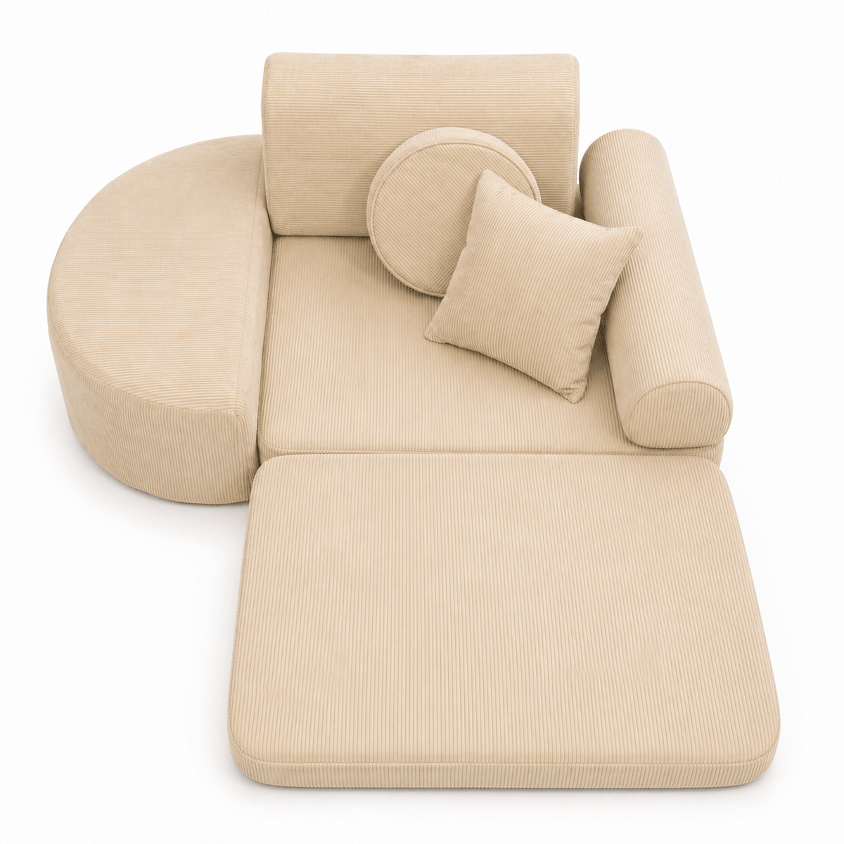 MeowBaby Kindersessel 3-in-1 Max Premium Cord - faltbare Kindercouch &amp; Spielmatratze - Slim Cord Edition