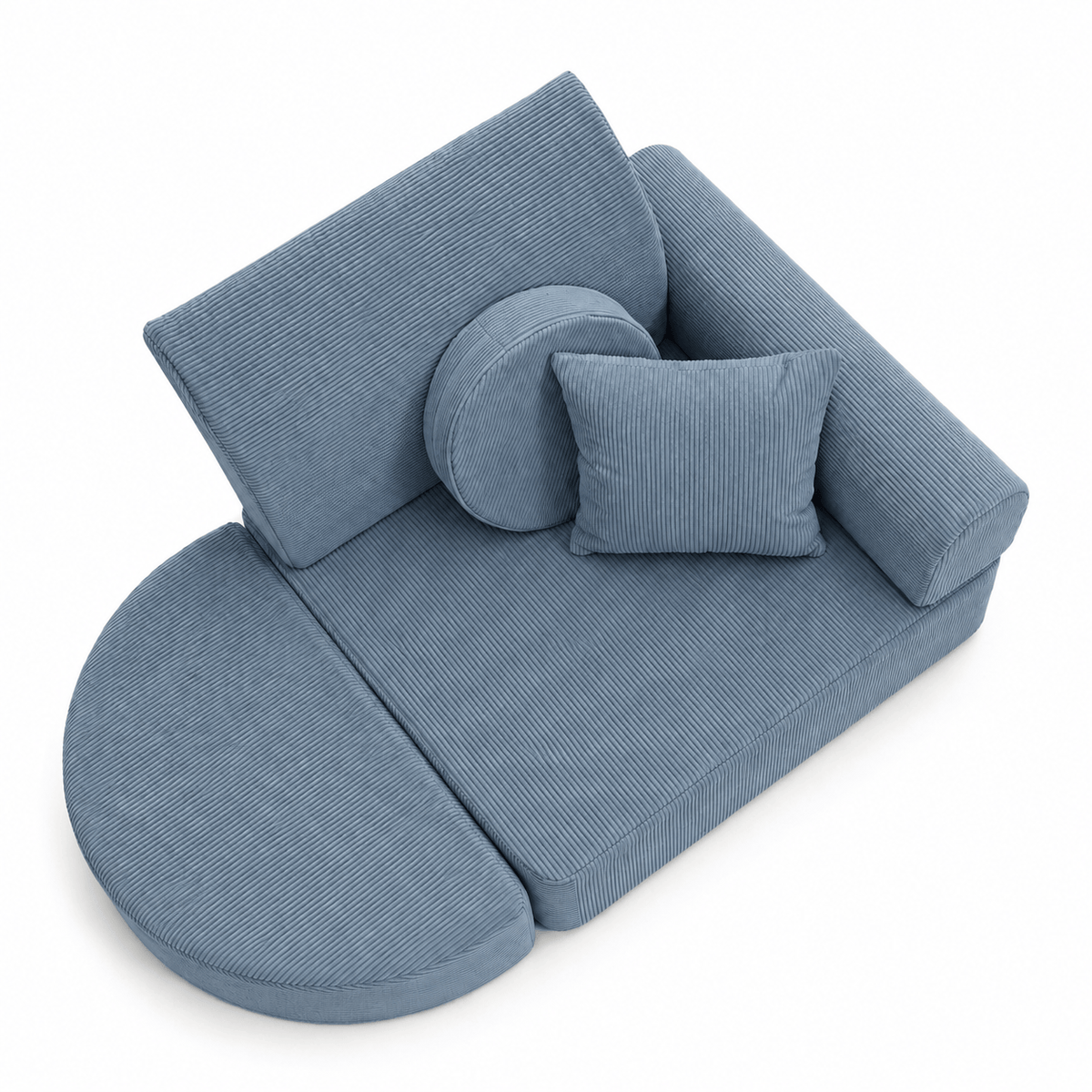 MeowBaby Kindersessel 3-in-1 Max Premium Cord - faltbare Kindercouch &amp; Spielmatratze - Slim Cord Edition