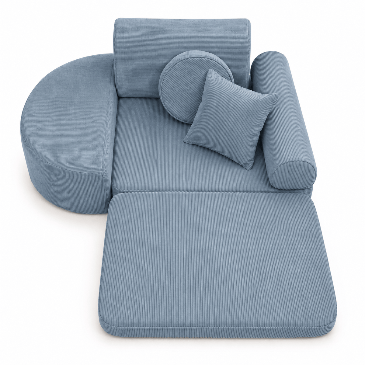 MeowBaby Kindersessel 3-in-1 Max Premium Cord - faltbare Kindercouch &amp; Spielmatratze - Slim Cord Edition
