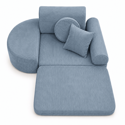 MeowBaby Kindersessel 3-in-1 Max Premium Cord - faltbare Kindercouch &amp; Spielmatratze - Slim Cord Edition