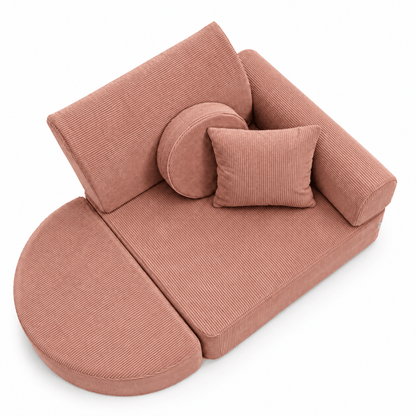 MeowBaby Kindersessel 3-in-1 Max Premium Cord - faltbare Kindercouch &amp; Spielmatratze - Slim Cord Edition