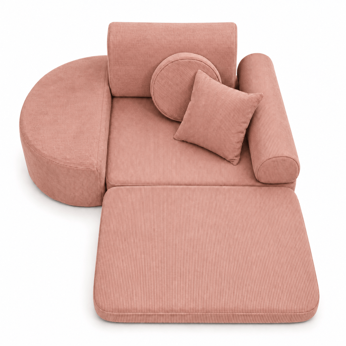 MeowBaby Kindersessel 3-in-1 Max Premium Cord - faltbare Kindercouch &amp; Spielmatratze - Slim Cord Edition