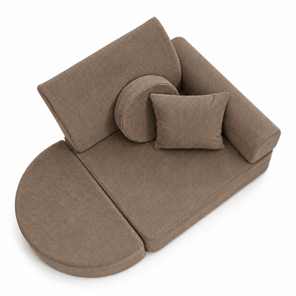 MeowBaby Kindersessel 3-in-1 Max Premium Cord - faltbare Kindercouch &amp; Spielmatratze - Slim Cord Edition