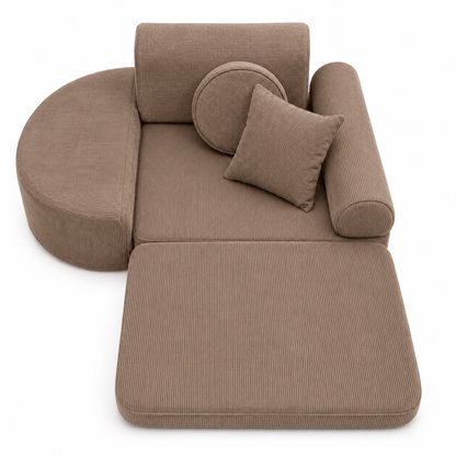 MeowBaby Kindersessel 3-in-1 Max Premium Cord - faltbare Kindercouch &amp; Spielmatratze - Slim Cord Edition