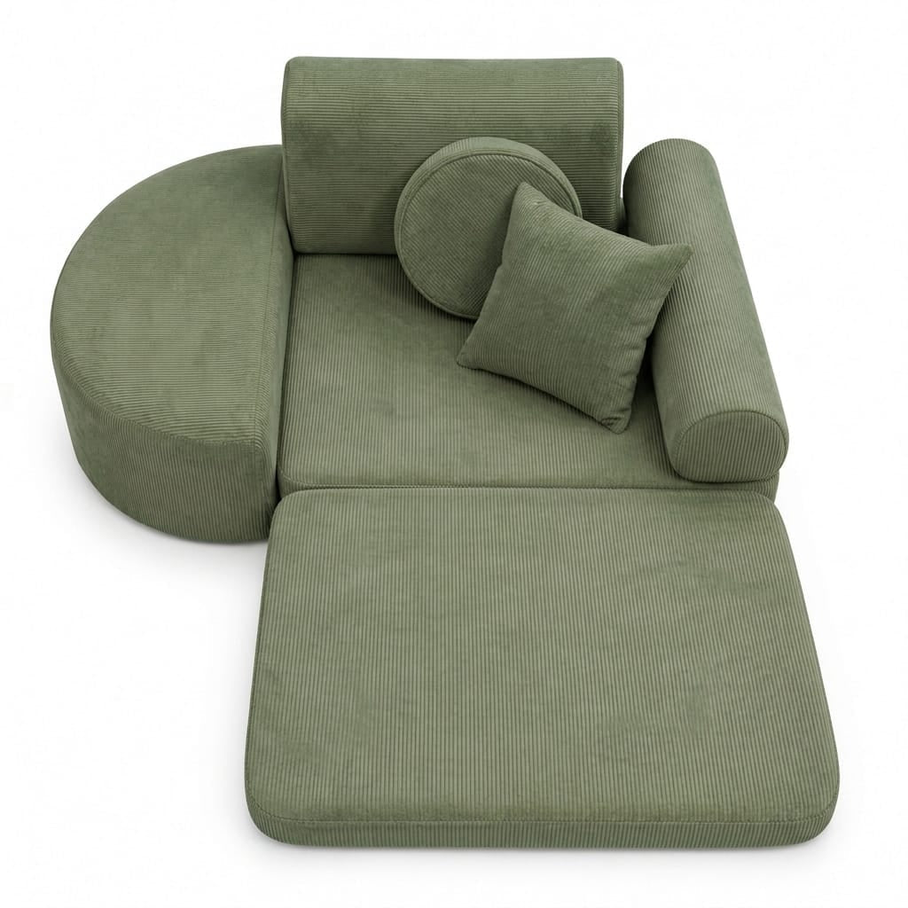 MeowBaby Kindersessel 3-in-1 Max Premium Cord - faltbare Kindercouch &amp; Spielmatratze - Slim Cord Edition