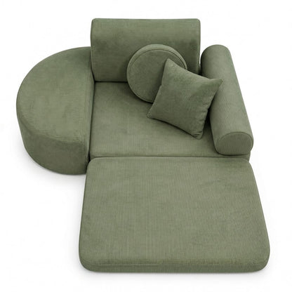 MeowBaby Kindersessel 3-in-1 Max Premium Cord - faltbare Kindercouch &amp; Spielmatratze - Slim Cord Edition