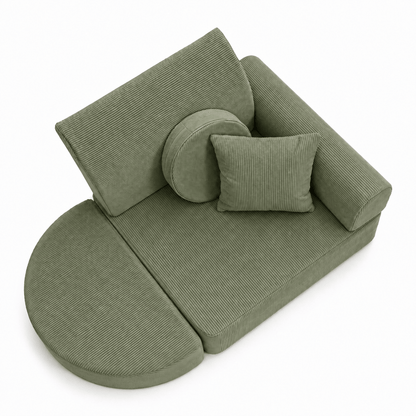 MeowBaby Kindersessel 3-in-1 Max Premium Cord - faltbare Kindercouch &amp; Spielmatratze - Slim Cord Edition