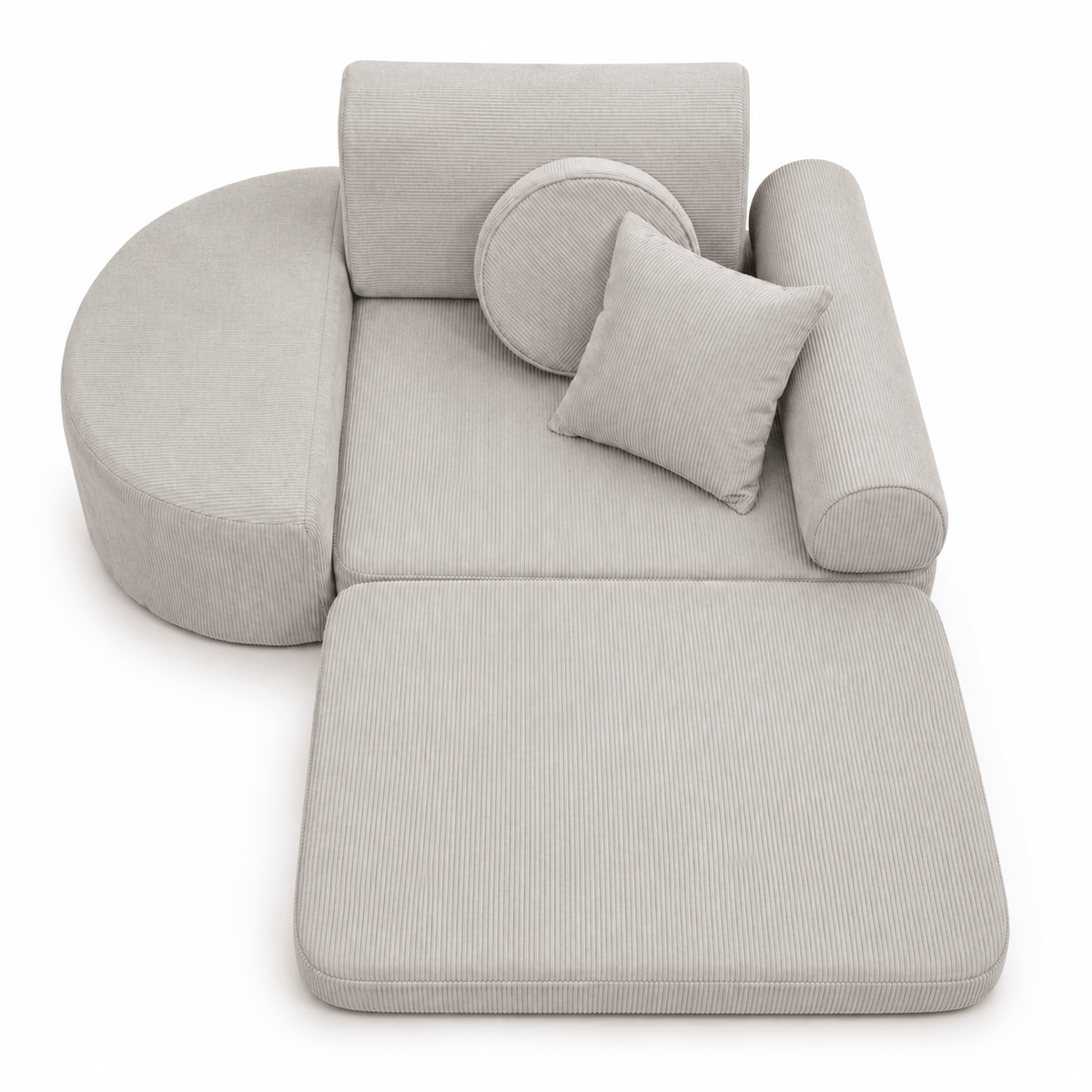 MeowBaby Kindersessel 3-in-1 Max Premium Cord - faltbare Kindercouch &amp; Spielmatratze - Slim Cord Edition