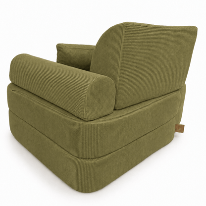 MeowBaby Kindersessel 3-in-1 Max Premium Cord - faltbare Kindercouch &amp; Spielmatratze - Slim Cord Edition