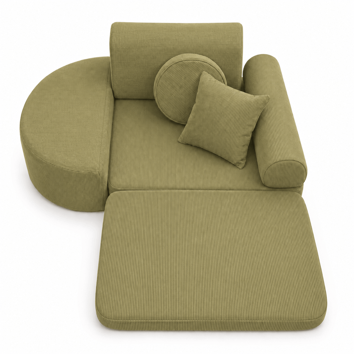 MeowBaby Kindersessel 3-in-1 Max Premium Cord - faltbare Kindercouch &amp; Spielmatratze - Slim Cord Edition