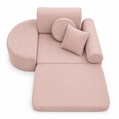 MeowBaby Kindersessel 3-in-1 Max Premium Cord - faltbare Kindercouch &amp; Spielmatratze - Slim Cord Edition