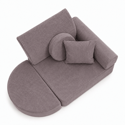 MeowBaby Kindersessel 3-in-1 Max Premium Cord - faltbare Kindercouch &amp; Spielmatratze - Slim Cord Edition