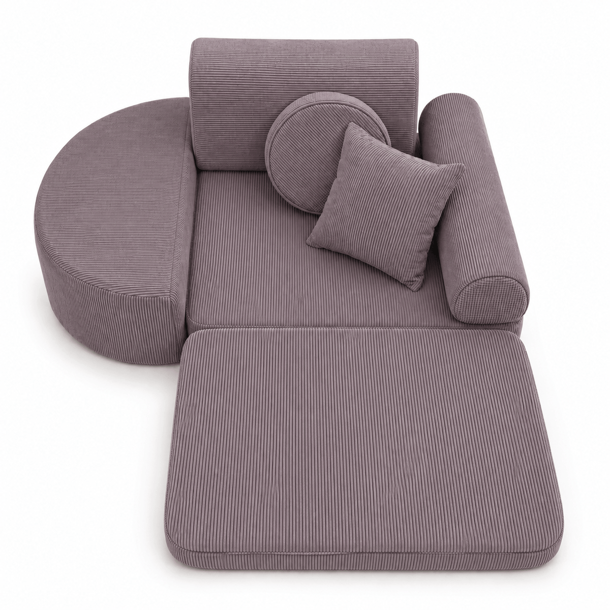 MeowBaby Kindersessel 3-in-1 Max Premium Cord - faltbare Kindercouch &amp; Spielmatratze - Slim Cord Edition