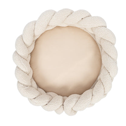 MeowBaby Babynestchen mit Spielmatte, Bettumrandung &amp; Schleife Bearly – Beige/Creme