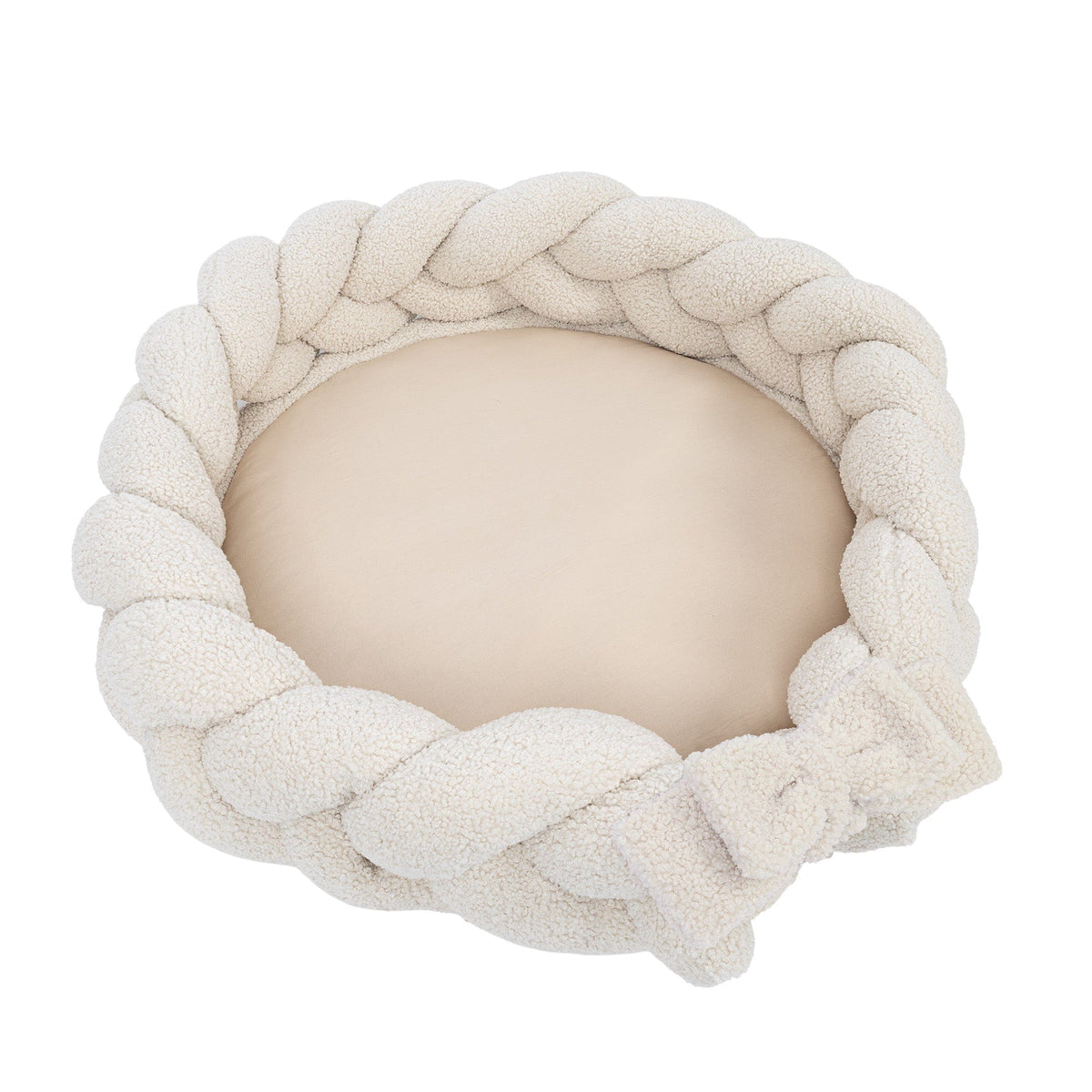 MeowBaby Babynestchen mit Spielmatte, Bettumrandung &amp; Schleife Bearly – Beige/Creme