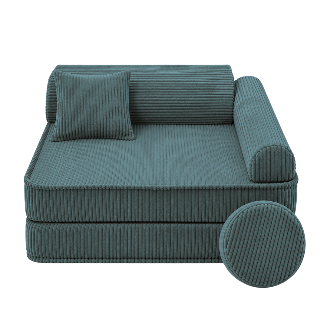 Design4Kids 3-in-1 Kindersessel Jewel Cord 80x80 cm - Faltbare Kindercouch &amp; Spielmatratze