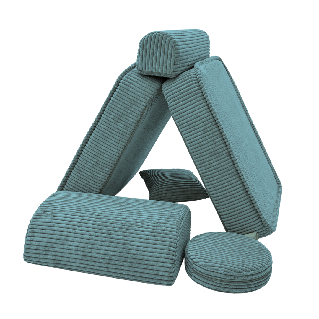 Design4Kids 3-in-1 Kindersessel Jewel Cord Mini 60x60 cm - Faltbare Kindercouch &amp; Spielmatratze