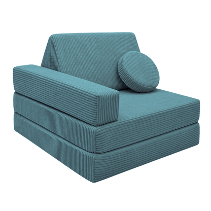 Design4Kids 3-in-1 Kindersessel Cord Grande 80x80 cm - Faltbare Kindercouch &amp; Spielmatratze