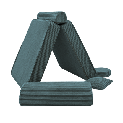 Design4Kids 3-in-1 Kindersessel Jewel Cord 80x80 cm - Faltbare Kindercouch &amp; Spielmatratze