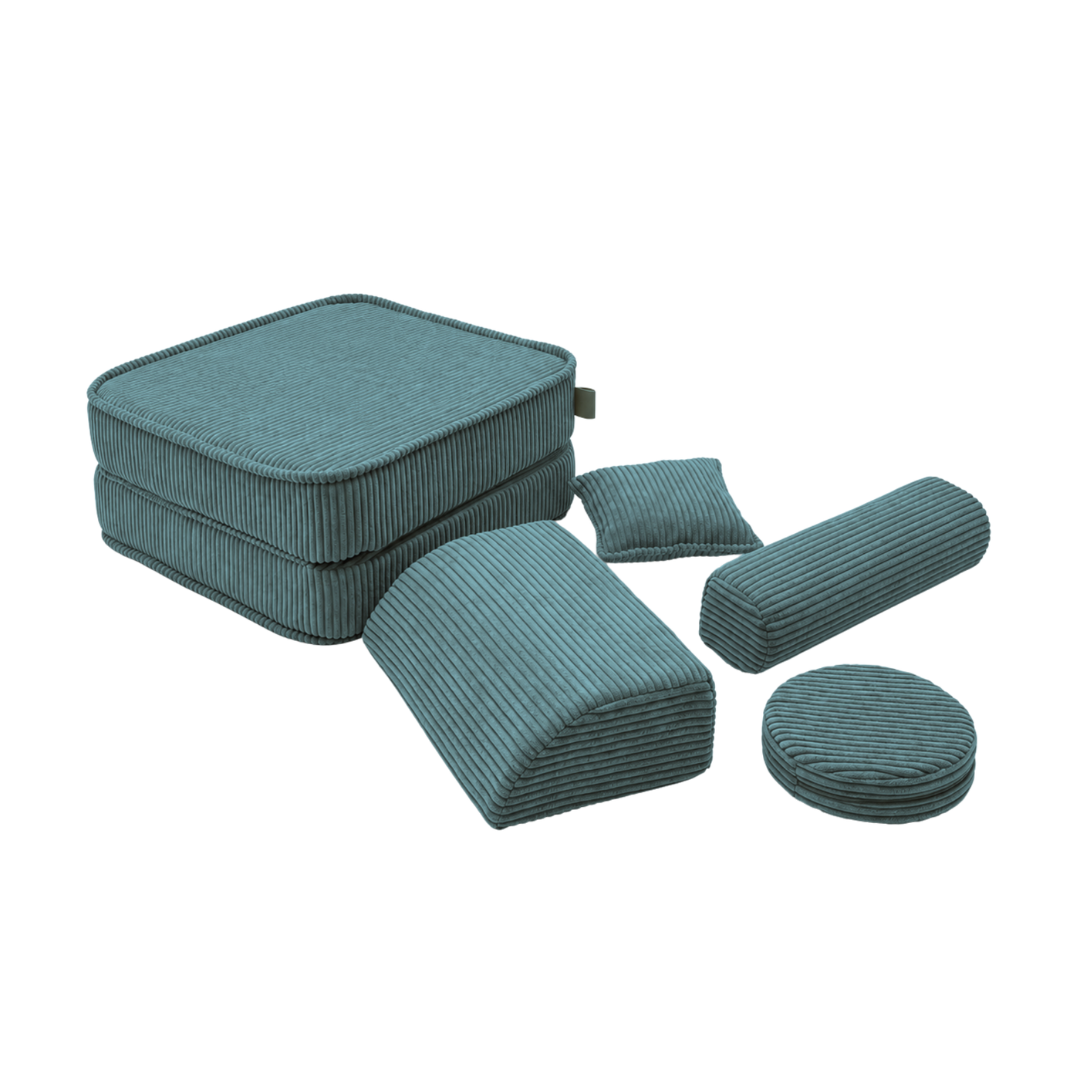 Design4Kids 3-in-1 Kindersessel Jewel Cord Mini 60x60 cm - Faltbare Kindercouch &amp; Spielmatratze