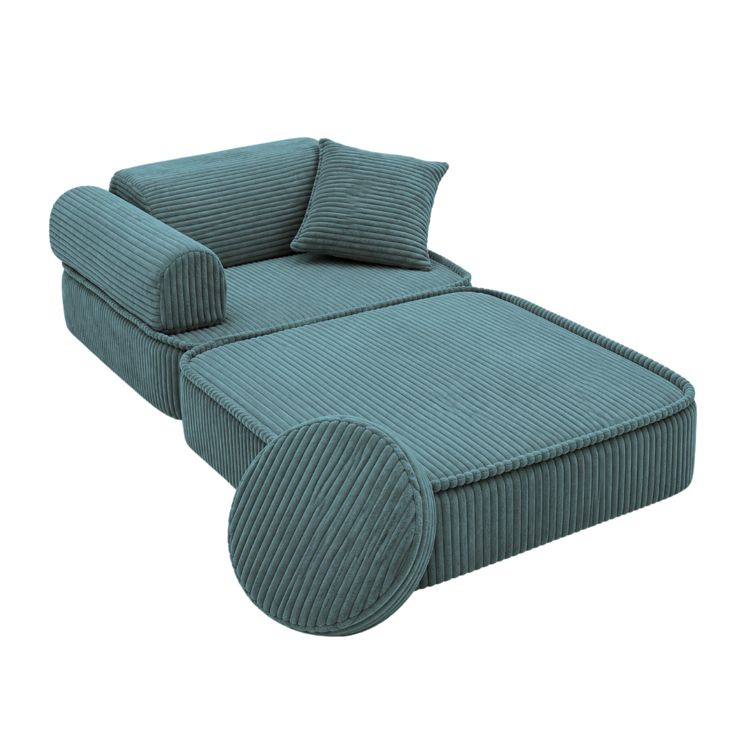 Design4Kids 3-in-1 Kindersessel Jewel Cord Mini 60x60 cm - Faltbare Kindercouch &amp; Spielmatratze