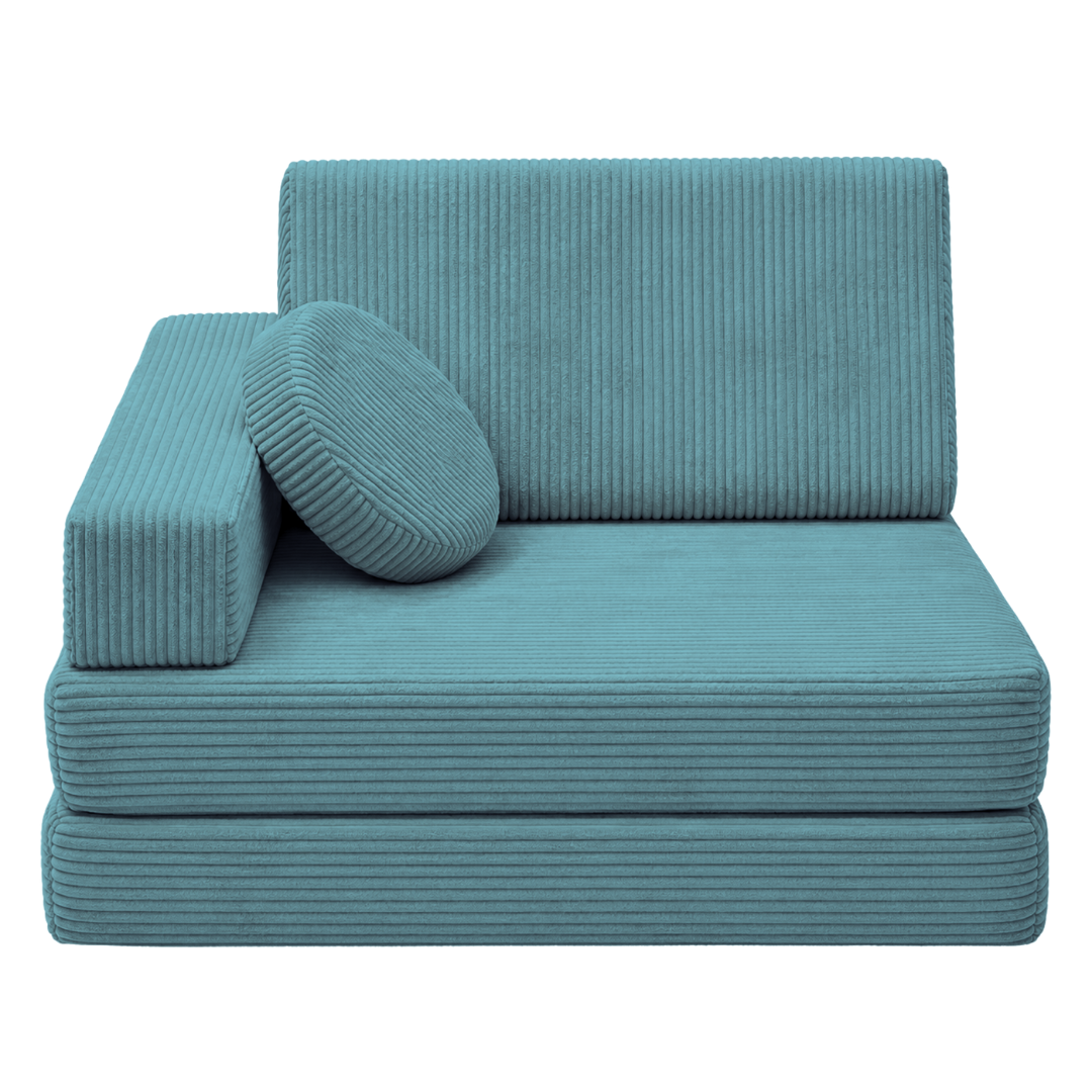 Design4Kids 3-in-1 Kindersessel Cord Grande 80x80 cm - Faltbare Kindercouch &amp; Spielmatratze