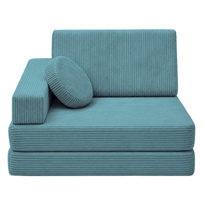 Design4Kids 3-in-1 Kindersessel Cord Grande 80x80 cm - Faltbare Kindercouch &amp; Spielmatratze