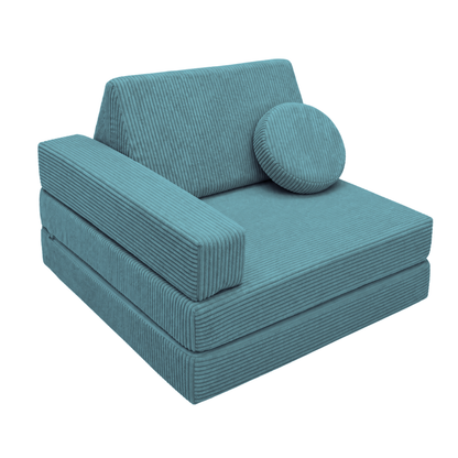 Design4Kids 3-in-1 Kindersessel Cord Grande 80x80 cm - Faltbare Kindercouch &amp; Spielmatratze