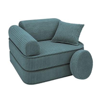 Design4Kids 3-in-1 Kindersessel Jewel Cord Mini 60x60 cm - Faltbare Kindercouch &amp; Spielmatratze