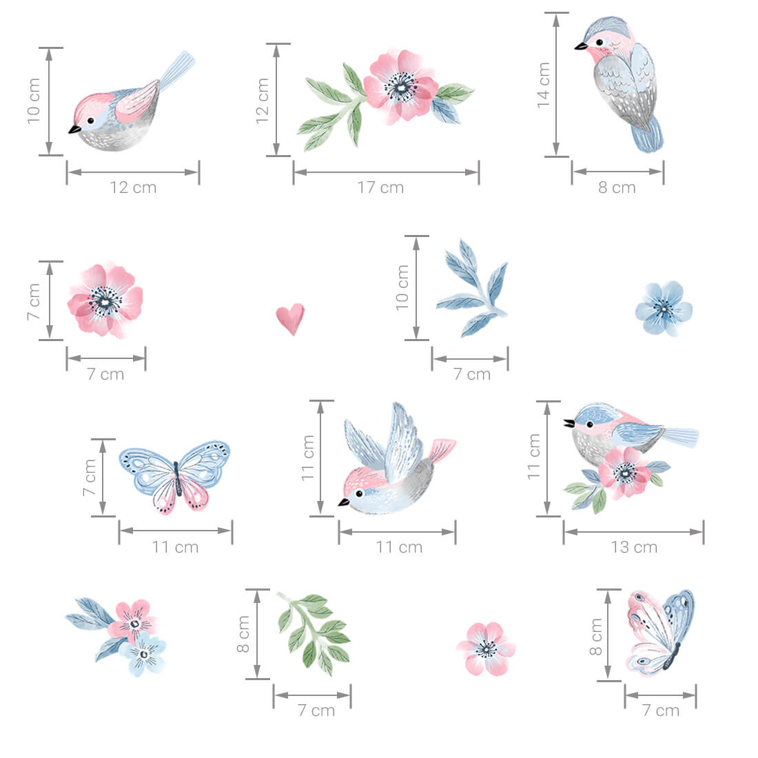 PASTEL LOVE XL Wall Tattoo/Sticker Dinosaur I 8-piece