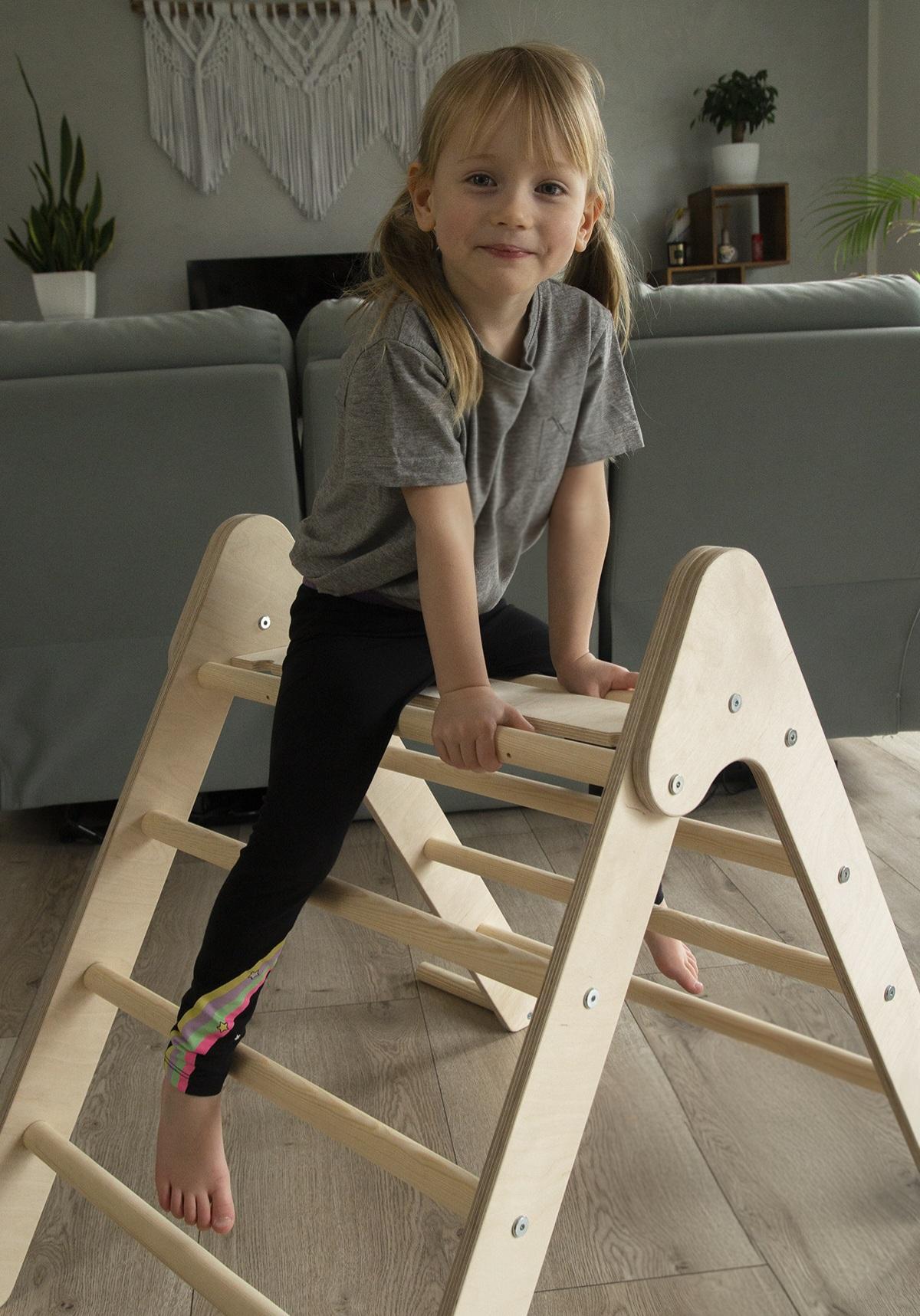 Design4Kids 3-in-1 Montessori Kletterset S - Kletterdreieck, Rutsche &amp; Wippe