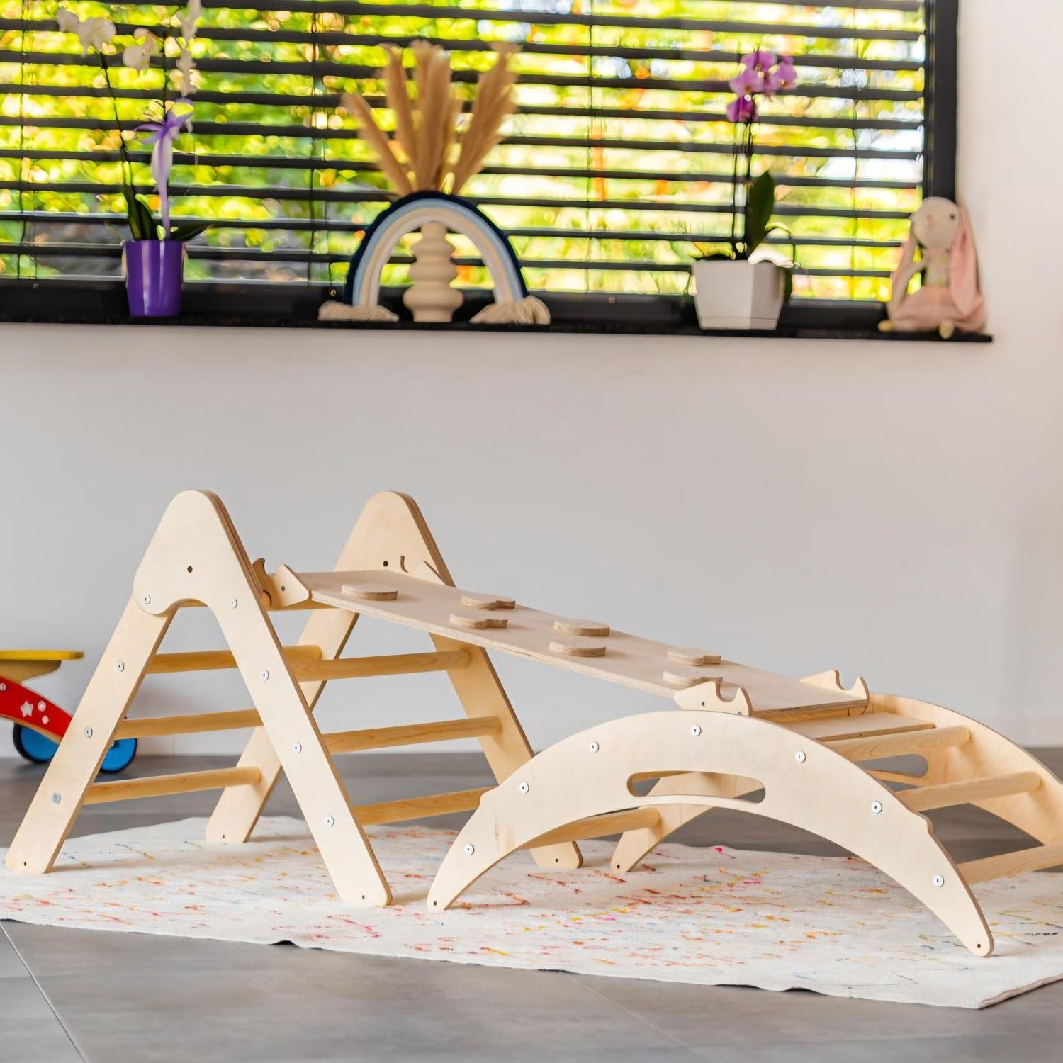 Design4Kids 3-in-1 Montessori Kletterset S - Kletterdreieck, Rutsche &amp; Wippe