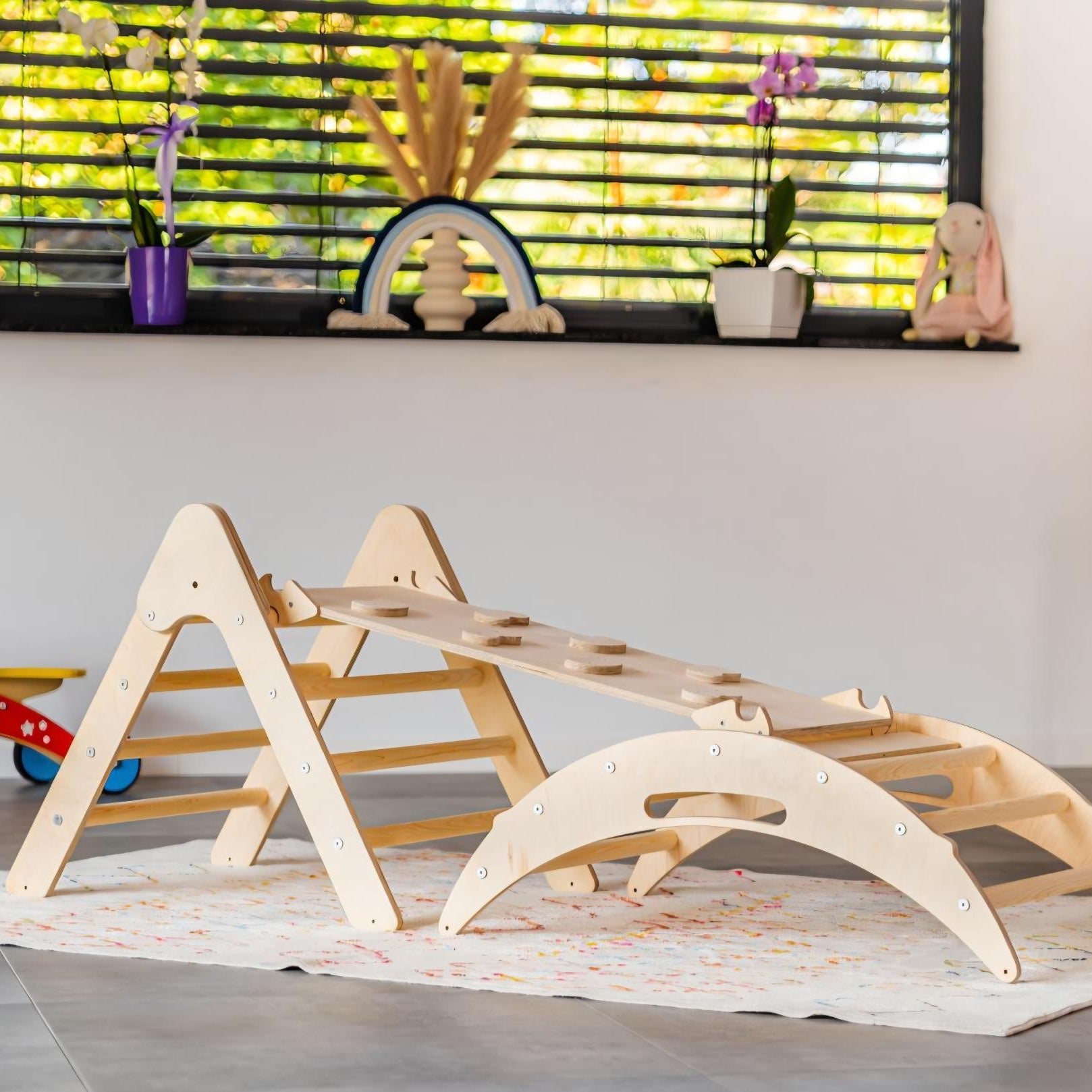 Design4Kids 3-in-1 Montessori Kletterset S - Kletterdreieck, Rutsche &amp; Wippe