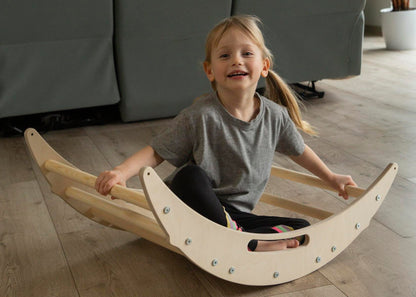 Design4Kids 3-in-1 Montessori Kletterset S - Kletterdreieck, Rutsche &amp; Wippe