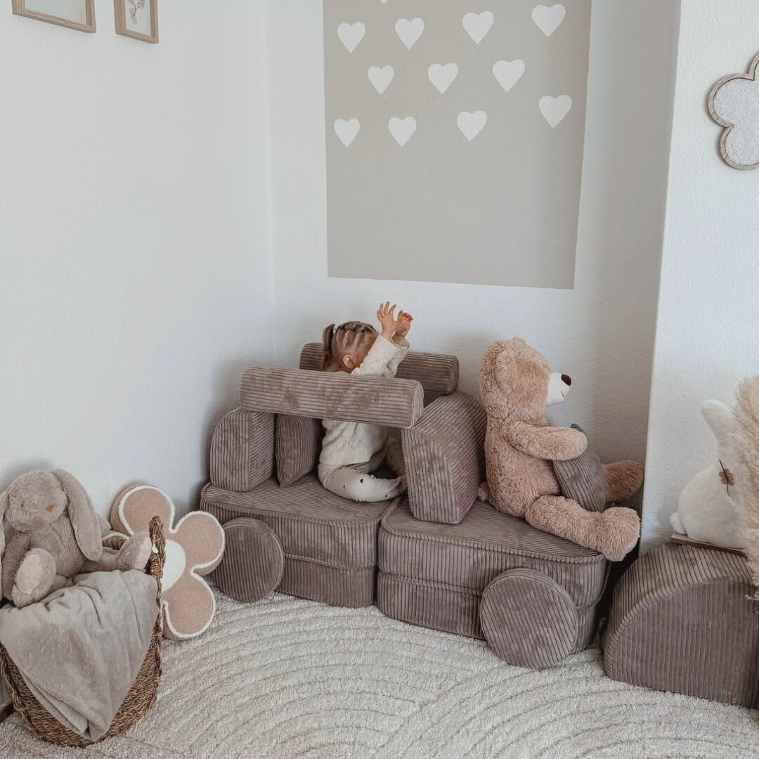 Design4Kids Mini Spielsofa Jewel Cord Plus Hazelnut Taupe
