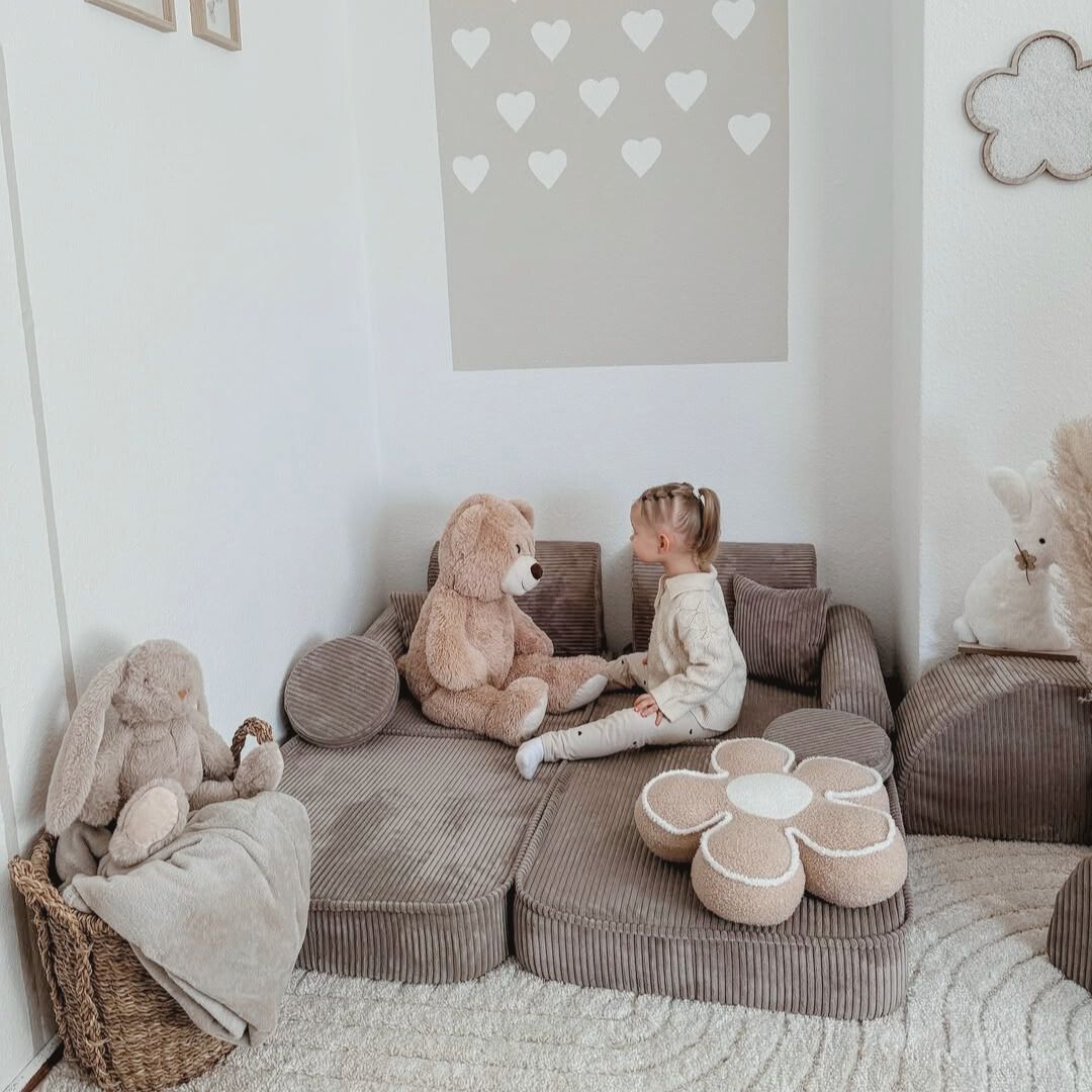 Design4Kids Mini Spielsofa Jewel Cord Plus Hazelnut Taupe