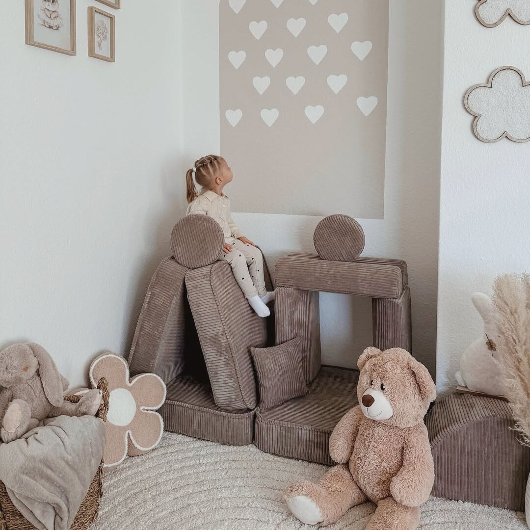 Design4Kids Mini Spielsofa Jewel Cord Plus Hazelnut Taupe