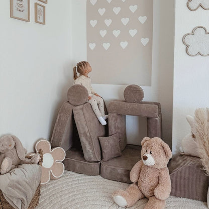 Design4Kids Mini Spielsofa Jewel Cord Plus Hazelnut Taupe