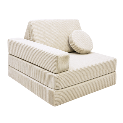 Design4Kids 3-in-1 Kindersessel Cord Grande 80x80 cm - Faltbare Kindercouch &amp; Spielmatratze