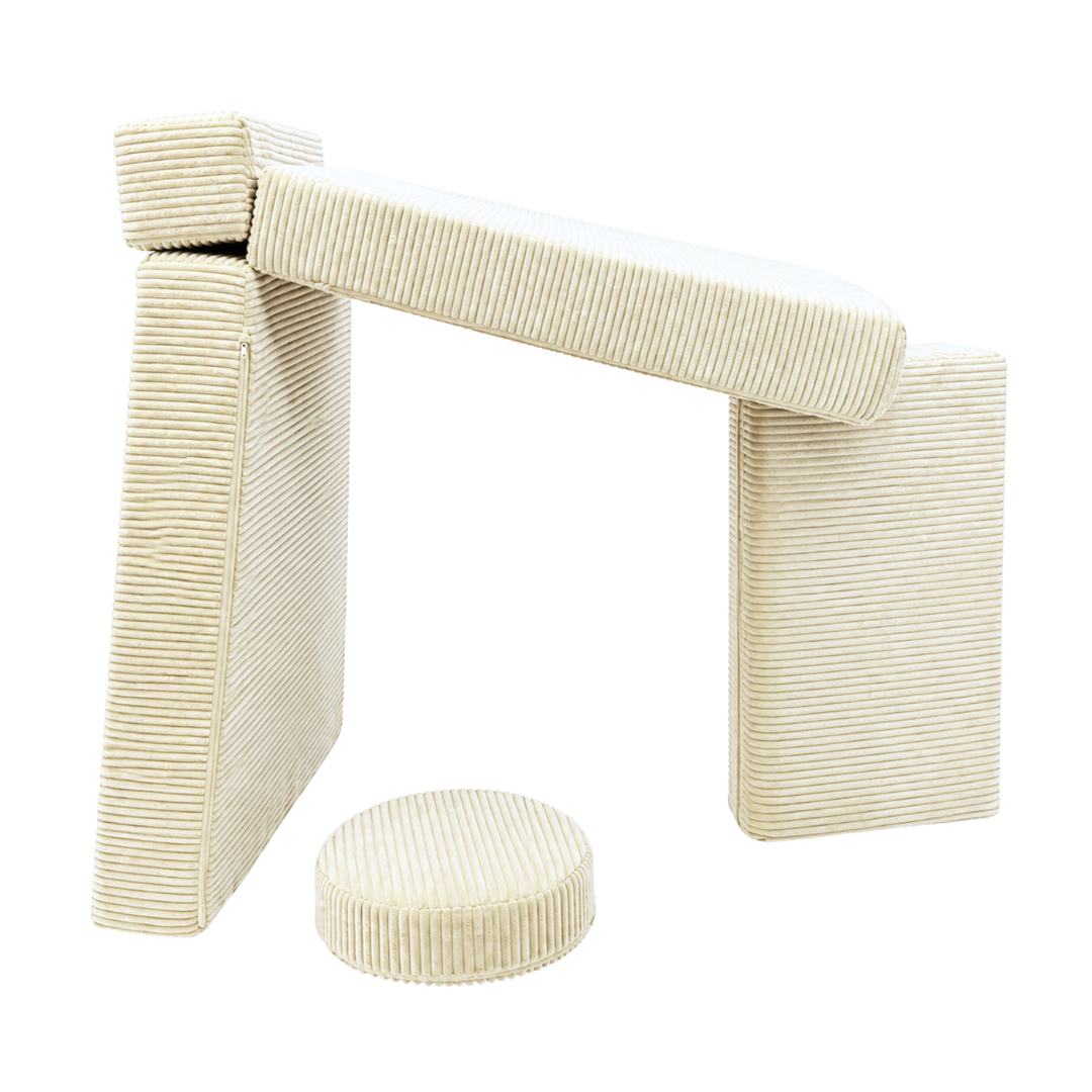 Design4Kids 3-in-1 Kindersessel Cord Grande 80x80 cm - Faltbare Kindercouch &amp; Spielmatratze