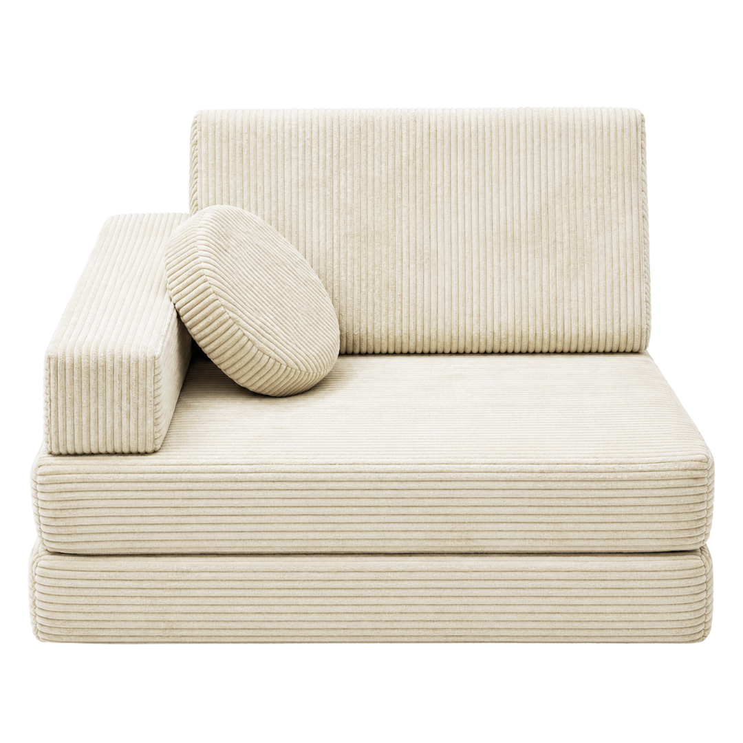 Design4Kids 3-in-1 Kindersessel Cord Grande 80x80 cm - Faltbare Kindercouch &amp; Spielmatratze