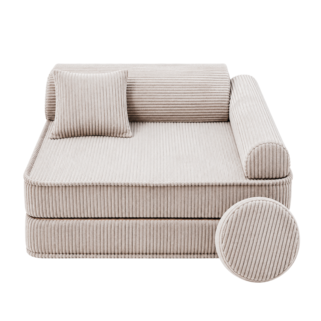 Design4Kids 3-in-1 Kindersessel Jewel Cord 80x80 cm - Faltbare Kindercouch &amp; Spielmatratze