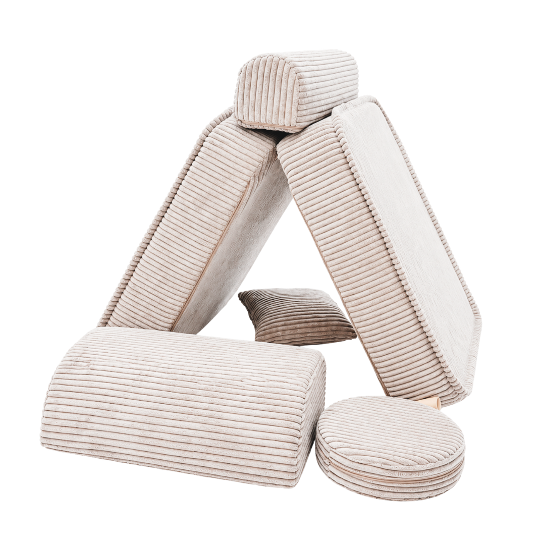 Design4Kids 3-in-1 Kindersessel Jewel Cord Mini 60x60 cm - Faltbare Kindercouch &amp; Spielmatratze