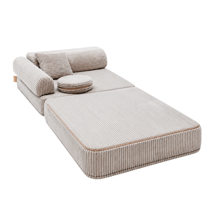 Design4Kids 3-in-1 Kindersessel Jewel Cord 80x80 cm - Faltbare Kindercouch &amp; Spielmatratze